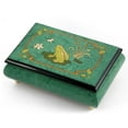 thumbnail image 1 of Brilliant Green Stain Musical Jewelry Box with Frog on Lily Pad with Fireflies Wood Inlay - Way You Look Tonight, The, 1 of 2