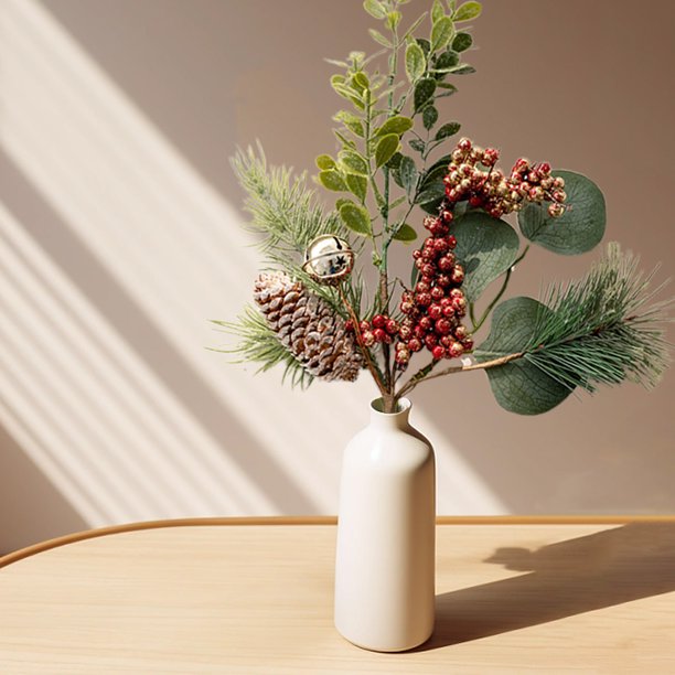 ¡Gran Ahorro en tu Compra!, Ramitas y hojas navideñas doradas y rojas, corona de árbol de Navidad de frutos rojos, accesorios decorativos de ratán para hacer uno mismo Akmoler