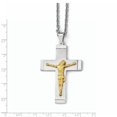 thumbnail image 3 of Stainless Steel Brushed, Polished Yellow IP-plated Crucifix Necklace 20 Inch, 3 of 3