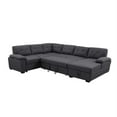 thumbnail image 4 of Alexent L-Shaped Sleeper Sectional Sofa with Storage Chaise, High-Density Foam Upholstered Convertible Pull-Out Bed, Tufted Linen Fabric Couch for Living Room, Apartment, Dark Gray, 4 of 8