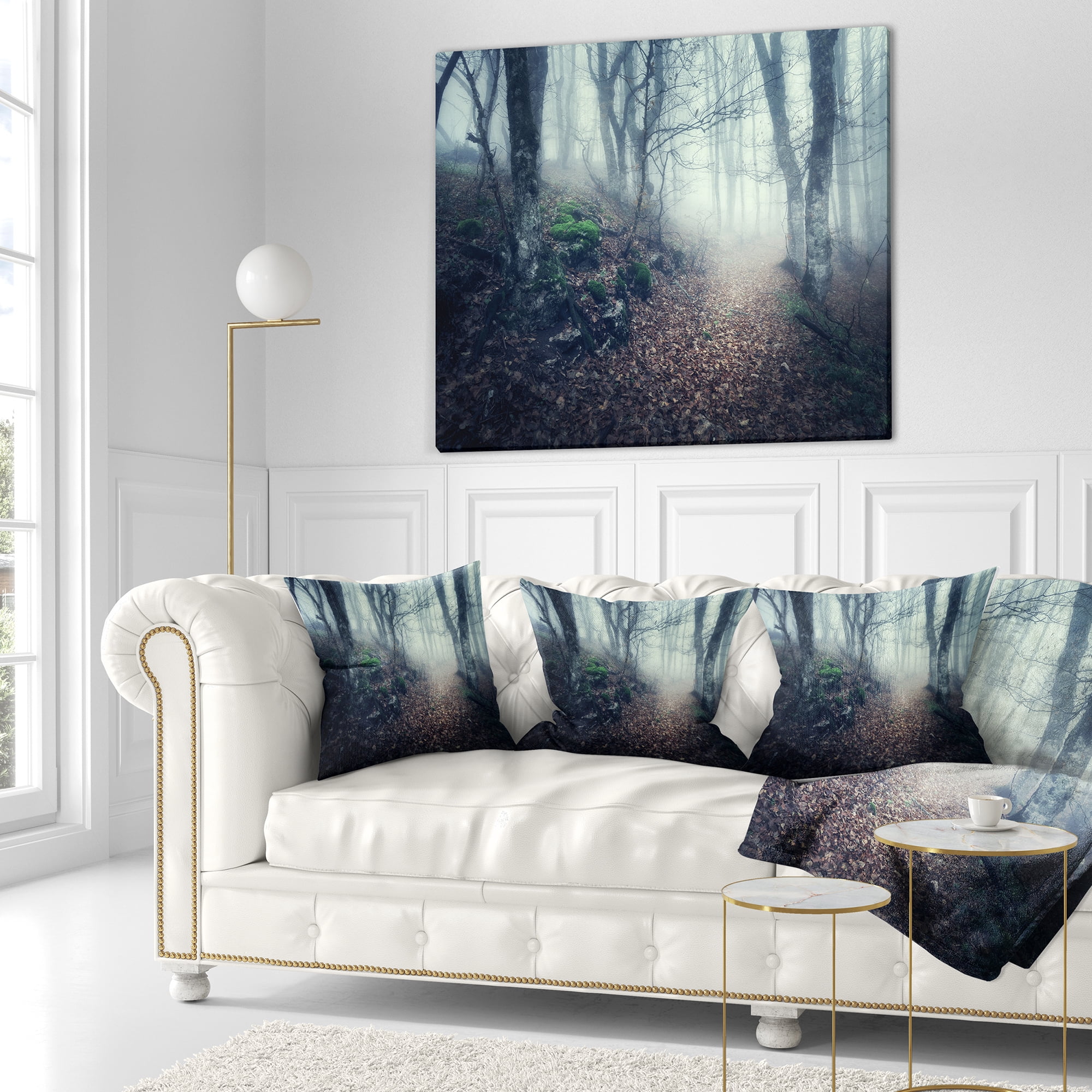 Designart Old Style Path in Forest - Landscape Photography Throw Pillow - 16x16