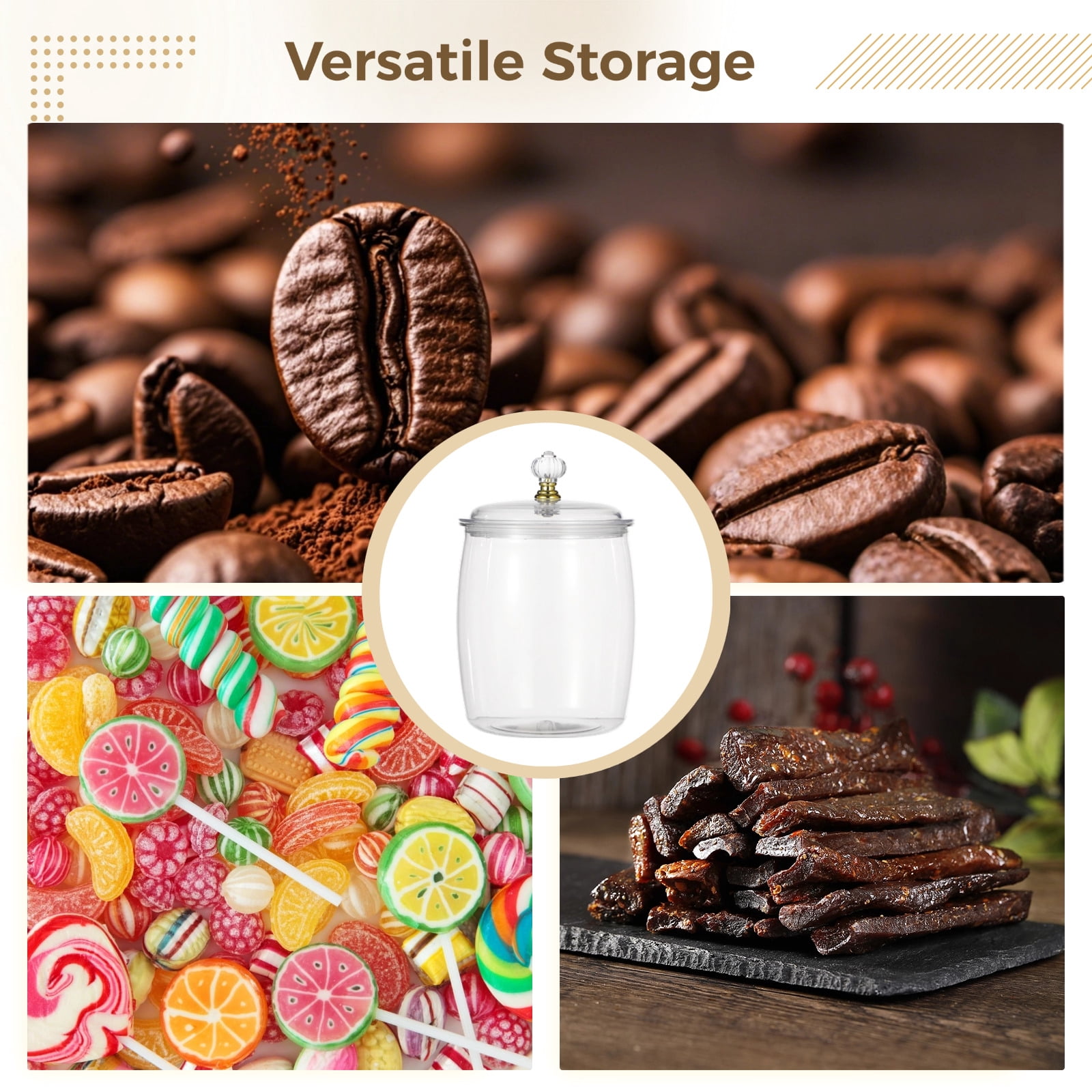 6 Pcs Candy and Cookie Jars, 74 oz Transparent Plastic Jars with Lids, Decorative Storage Containers with Scoops, Labels, and Markers, Airtight Food Canisters for Candy Buffets, Kitchens