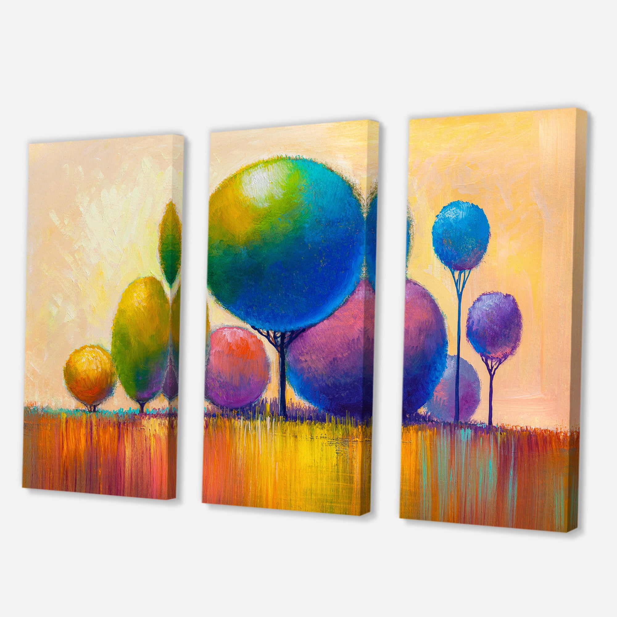 Designart ' Ornamental Colourful Trees VIII ' Modern Canvas Wall Art Print