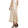 thumbnail image 3 of Falda Maxi de Satén para Mujer, Cintura Alta, Casual, Fiesta de Cóctel, Boda, Sirena, Larga, Color Champagne, 3 of 6