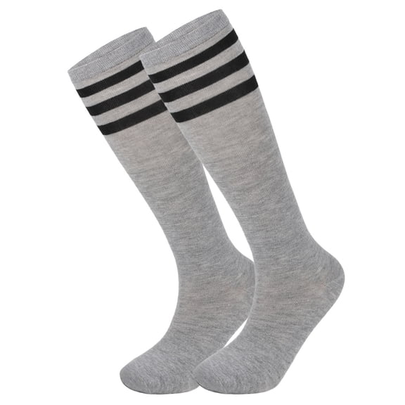 Namzi 1-Pair Knee High Athletic Socks - One Size Fits Most, Knee High Sports Socks for Baseball Football, Soft Cotton-Polyester Spandex Blend Socks,Light Grey Black