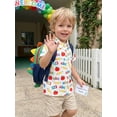 thumbnail image 4 of BemeyourBBs Toddler Baby Boys Back To School Shirts Kids Kindergarten Outfit Apple Pencil Printed Short Sleeve Half Button-up Shirt Tops Summer Spring Fall Pullover Shirts, 4 of 9