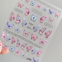 Embossed Black-and-white Butterfly Rose Nail Stickers