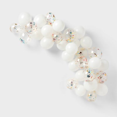 45ct Large Balloons Garland Arch with Confetti White