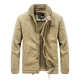 thumbnail image 4 of Chaqueta de invierno para hombre, con cuello de piel gruesa, estilo militar, de lana, estilo aviador, de algodón, cálida, estilo parka, estilo militar, de piel de cordero, 4 of 5