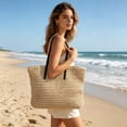 thumbnail image 6 of Virelaxpo Rope Woven Beach Tote Bag Large Capacity Casual Shoulder Bag for Beach, Shopping, Daily Commute and Travel - Plastic Material, 6 of 6