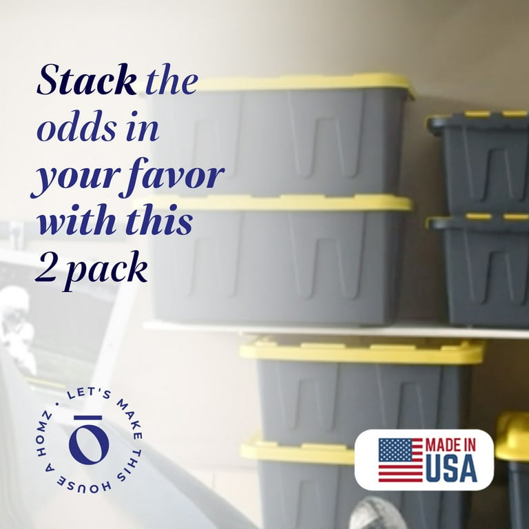 Homz 15 Gallon Durabilt Home Storage Container w/Lid, Black/Yellow