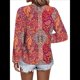 thumbnail image 3 of Blusas Casuales de Larga con Cuello en V y Estampado Bohemio para Mujer 4 Colores Mezclados XL, 3 of 7