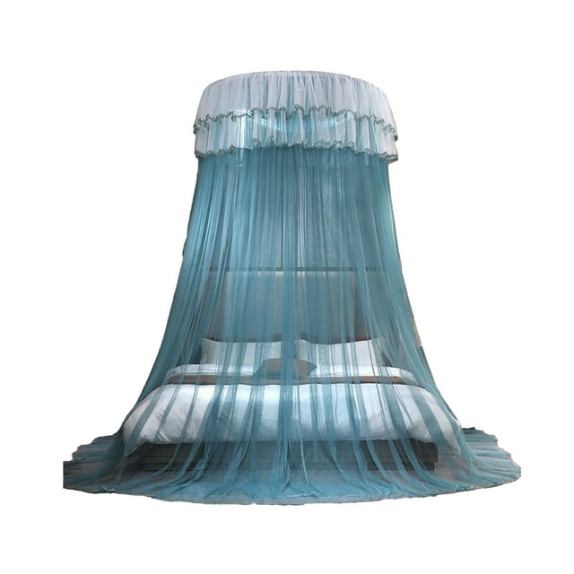 Mosquito Net For Bed Ceiling-mounted Dome Style Foldable Polyester Mesh With Lace Ruffles 120 cm x 270 cm
