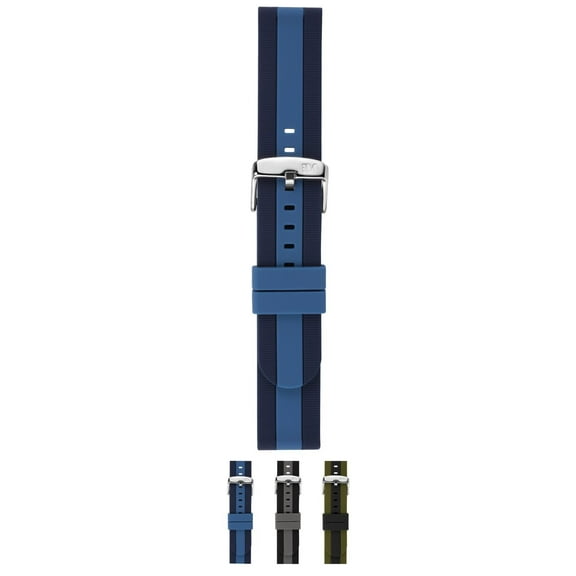 Morellato Bolsena Silicone Watch Strap - Blue & Light Blue - 20mm - Chrome-plated Stainless Steel Buckle - RUBBER Collection