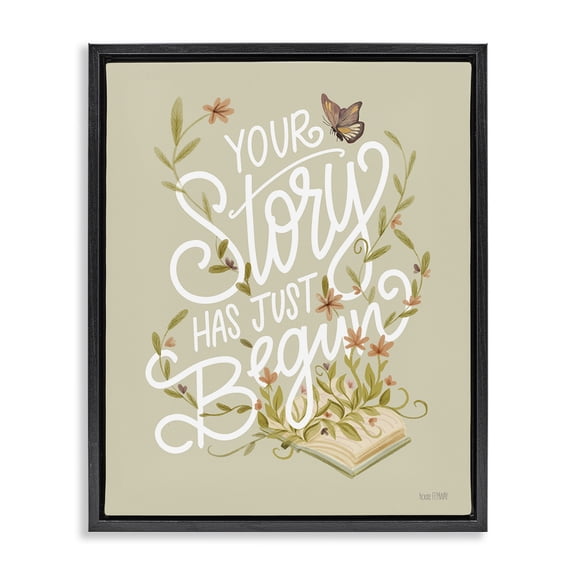 Stupell Industries Cottage Your Story Inspirational Black Floating Frame Canvas Art, 17 x 21, by House Fenway