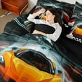 thumbnail image 4 of Homewish Racing Car Bedding Comforter Set 7 Pieces for Female Men Women,Geometric Plaid Grid Full Bedding Set Lightweight,Extreme Sport Fitted Sheet Flat Sheet,Luxury Bedroom Decor,Reversible, 4 of 8
