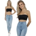 thumbnail image 3 of ToBeInStyle Women's Pack of 3 or 6 Seamless Classic Ruched Tube Top Bras w/ Removable Pads - 3 Pack: Black - One Size Plus, 3 of 4