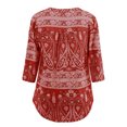 thumbnail image 3 of Fancyglim Women's Flowy Paisley Tunic Tops 3/4 Sleeves Shirt V Neck Blouse Red m, 3 of 4