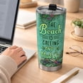 thumbnail image 3 of 20oz Stainless Steel Insulated Tumbler - The Beach Is Calling And I Must Go - Leak-Proof Ocean Coral Beach Travel Cup, Coastal Summer Drinkware for Beach Lovers, 3 of 6