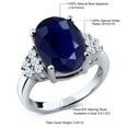 thumbnail image 5 of Gem Stone King 4.30 Cttw Blue Sapphire and White Topaz Engagement Ring for Women | 925 Sterling Silver | Oval 12X10MM | Gemstone Birthstone | Wedding Engagement Anniversary Promise Ring | Siez 9, 5 of 5