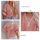 thumbnail image 3 of Borla Cordón Media Manga Blusa Mujer Casual Cuello En V Bordado Camisa Tops Para Citas Fiesta Marrón L, 3 of 6