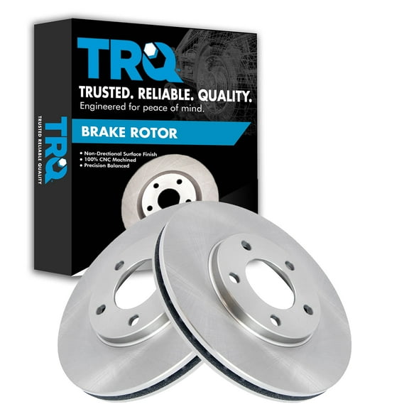 TRQ Front Brake Rotors Set Vented Fits Select 1991-2000 Chrysler Town & Country Dodge Caravan Grand Caravan Plymouth Grand Voyager Voyager