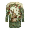 thumbnail image 4 of Njagoc3 Womens Garden Bunny Print 3/4 Sleeve Top, Loose Fit, Breathable Fabric, Casual Summer Outdoor & Festival Wear, 4 of 6