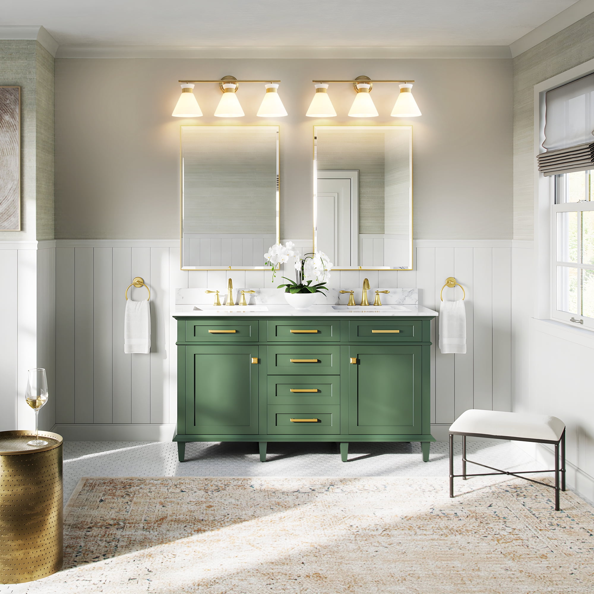 3-Lights Vanity Lights for Bathroom Gold Wall Sconce Lighting with Frosted Milky Glass for Over Mirror Bedroom Hallway