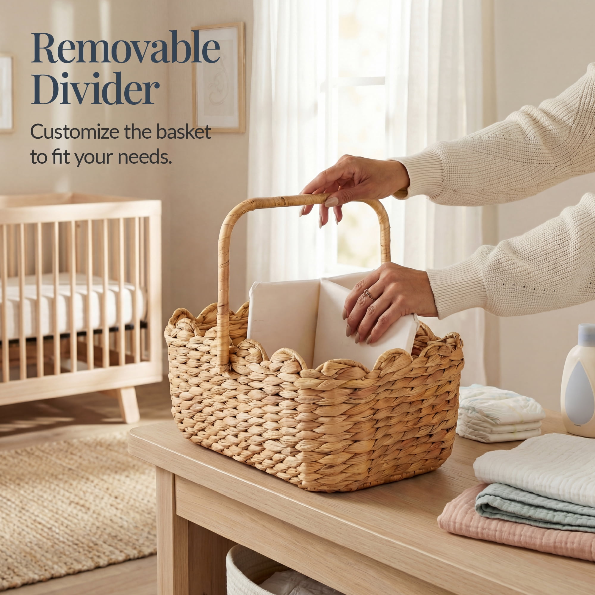 Best Choice Products Diaper Caddy Organizer for Baby, Large Portable Nursery Organizer w/ Divider & Handles - Natural