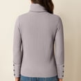 thumbnail image 3 of Textilo Turtleneck Sweater Women Chunky Long Sleeve Knitted Pullover Sweaters Comfy High Low Hem 2025 Fall Winter Trendy Top Gray 11, 3 of 5