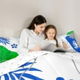 thumbnail image 5 of Homewish Teens Green Blue Flower Leaves 3 Pieces Queen Comforter Set,Vintage Aesthetic Ultra Soft Bedding Sets,Minimalist Mid Century Bedding Comforter Set,Microfiber Bedroom Decor,Reversible, 5 of 8