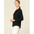 thumbnail image 4 of Allegra K Camisa Casual Con Botones Manga Larga Corbata De Lazo Para Mujer Negro M, 4 of 6