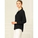 thumbnail image 4 of Allegra K Camisa Casual Con Botones Manga Larga Corbata De Lazo Para Mujer Negro M, 4 of 6