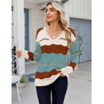 thumbnail image 3 of Zeagoo Womens Sweaters Fall Casual Long Sleeve V Neck Shirts Lightweight Crochet Ribbed Knit Pullover Tops, 3 of 6