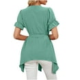 thumbnail image 6 of Mrat Shelf Bra Tank Tops Women's Fashion Solid Color Comfortable Loose Sleeveless Casual Blouse V-Neck Bandage Camisoles for Women S-165 Green XL, 6 of 9