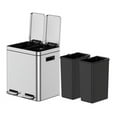 thumbnail image 2 of Poubelle Rectangulaire de Recyclage de 8 Gallons avec 2 Compartiments, Argent, 2 of 9