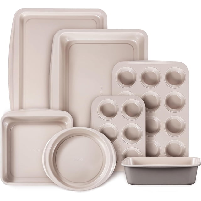 Juego de 7 moldes antiadherentes apilables para hornear - Juegos de moldes para repostería que incluyen bandejas para galletas, molde para muffins, molde para pan, molde para pasteles, molde