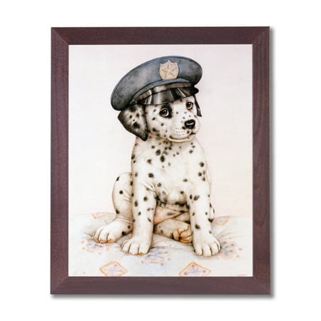 - Dalmatian Puppy Dog Police Hat Animal Wall Picture Cherry Framed Art Print