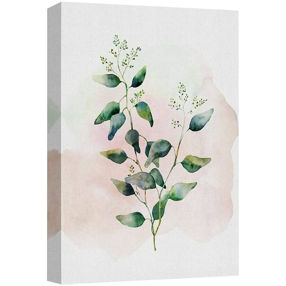 wall26 Canvas Print Wall Art Pastel Watercolor Green & White Forest Plant Floral Botanical Illustrations Modern Art Rustic Chic Relax/Calm for Living Room, Bedroom, Office - 12"x18"