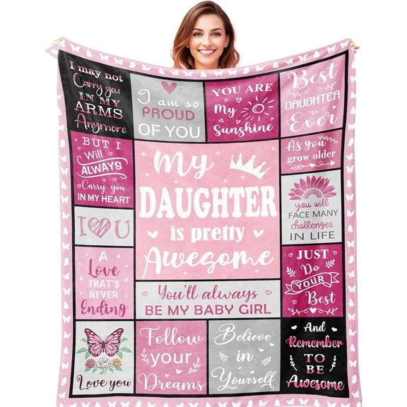 Daughter Gifts Throw Blanket, Daughter Gifts from Mom Dad, Gifts for Daughter Adult, Daughter Gift from Mom/Dad, Daughter Gifts for Graduation Birthday, to My Daughter Blanket 50"x60"