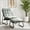 Green + Footstool, variant on QuzyAor Outdoor Lounge Chair with Ottoman, Comfy Sling Recliner with Puffy Cushion, Armless Patio Chair for Living Room Bedroom Reading, White