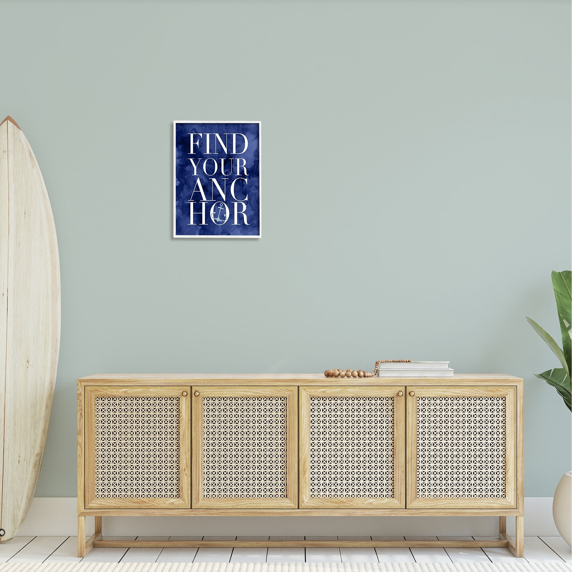 Stupell Industries Find Your Anchor Ocean Theme Anchor Text Graphic Art White Framed Art Print Wall Art, Design by Daphne Polselli