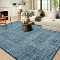 thumbnail image 2 of 8x10 Washable Area Rugs Soft Vintage Large Rug Ultra Thin Non-Slip Carpet Rug Dining Navy Blue, 2 of 6