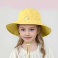 thumbnail image 2 of Aihuaihua Baby Girl Sun Hat Summer UPF 50+ Baby Girl Bucket Hat Wide Brim Summer Outdoor Solid Beach Hats for Kids Yellow,7Y, 2 of 5