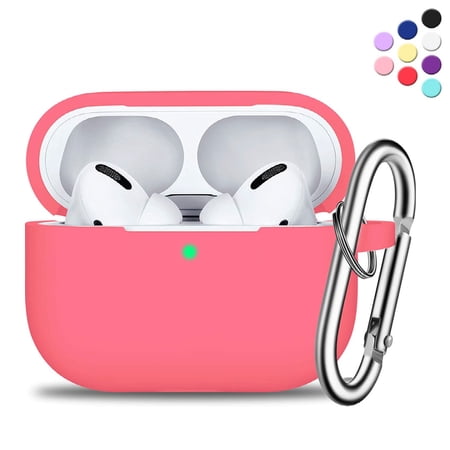 AirPod Pro Case- Silicone Protective Shockproof Case Cover Skins with Keychain Compatible with Apple AirPod Pro Pink