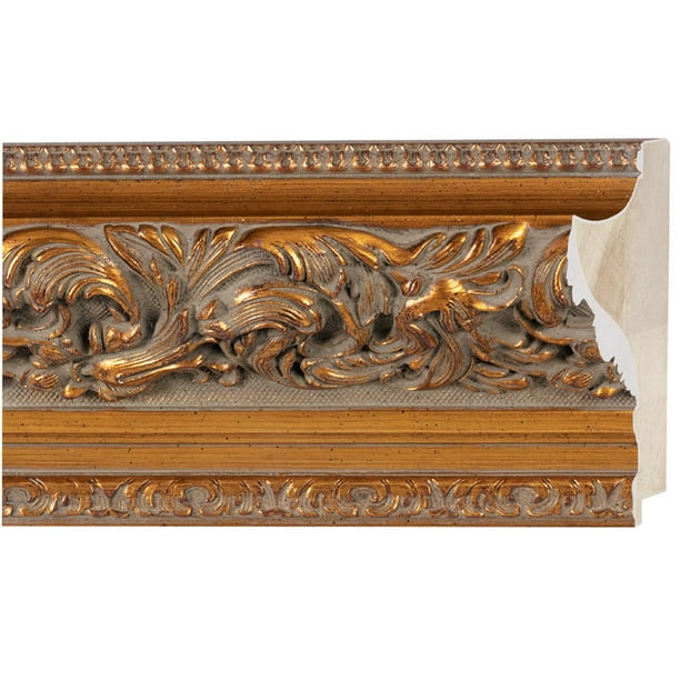 Picture Frame Moulding (Wood) Ornate Antique Gold Finish 5.75