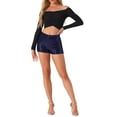 thumbnail image 2 of INSPIRE CHIC Women's Shorts Glitter Sequin Midrise Solid Sparkle Coctail Elastic Waist Shorts M Dark Blue, 2 of 6