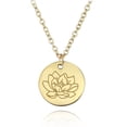 thumbnail image 1 of Dinheiro Collar de monedas redondas, flores talladas en acero de titanio, pequeños regalos colgantes, 1 of 5