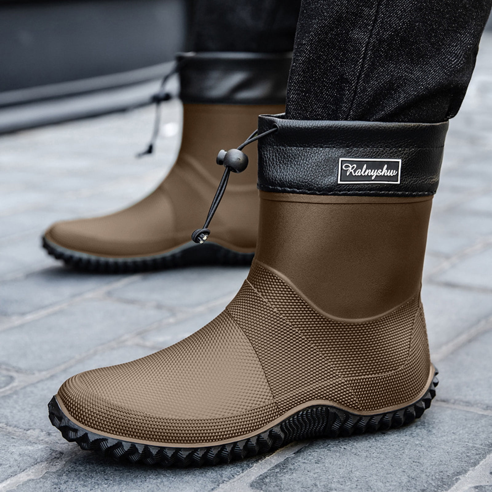 Mepaouo Women's Mid Calf Rain Boots Lightweight Water Garden Shoes Durable Non Slip Rubber Rainboots