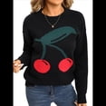 thumbnail image 3 of Suéteres de Punto Gruesos y Bonitos para Mujer, Modernos, con Estampado de en 3D, para Otoño e Invierno, Cálidos, con Cuello Redondo, Tops de Punto. Negro L, 3 of 10